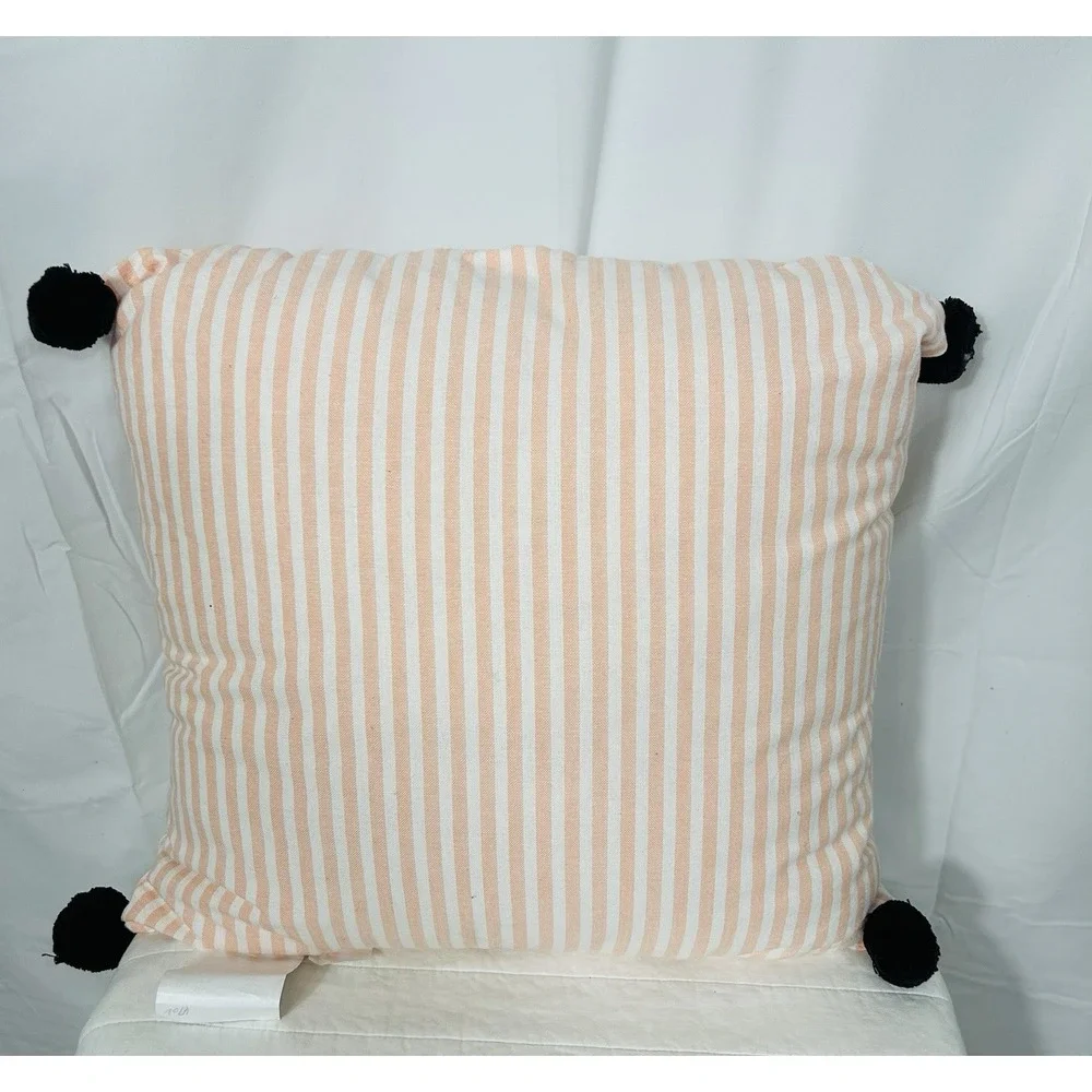 Halloween Throw Pillow Striped Whimsi Cute Ghost Spooky Fall Decor Pastels 14x14